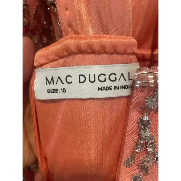 NEW Mac Duggal 6030 Sequin Punge Cutout Back Gown SZ 10 ($598) Coral - Picture 11 of 13